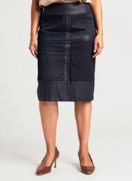 Jupe mi-longue stretch bleu MERI & ESCA femme