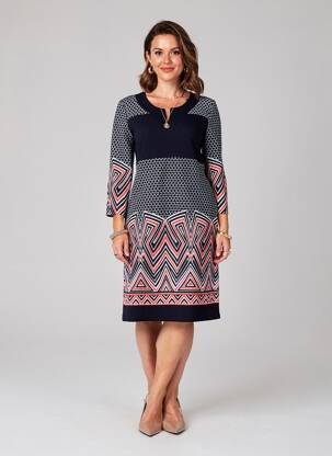 Robe mi-longue manches 3/4 manches 3/4 bleu GEVANA femme