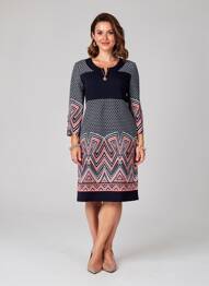 Robe mi-longue manches 3/4 manches 3/4 bleu GEVANA femme