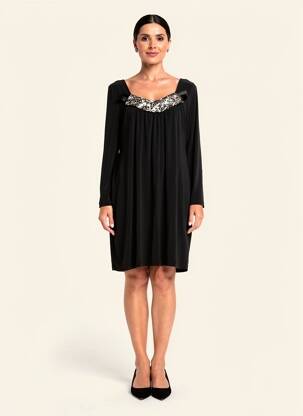 Robe courte manches 3/4 manches 3/4 noir YOEK femme