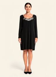 Robe courte manches 3/4 manches 3/4 noir YOEK femme
