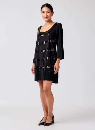 Robe courte manches 3/4 manches 3/4 noir YOEK femme