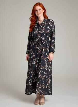 Robe longue manches longues manches longues noir GALMALLA femme