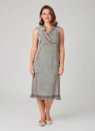Robe mi-longue sans manche sans manche gris QUATTRO femme