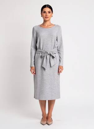 Robe mi-longue manches longues manches longues gris FRANK LYMAN femme