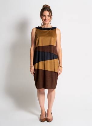 Robe mi-longue sans manche sans manche marron JOSEPH RIBKOFF femme