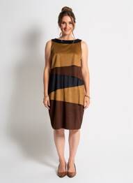 Robe mi-longue sans manche sans manche marron JOSEPH RIBKOFF femme