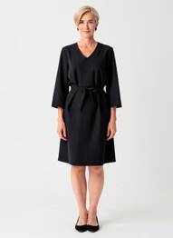 Robe mi-longue manches 3/4 manches 3/4 noir GEVANA femme
