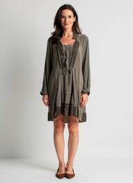 Robe courte manches longues manches longues marron FRED SABATIER femme