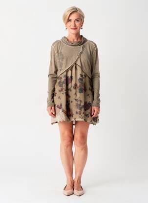 Robe courte manches longues manches longues marron FRED SABATIER femme