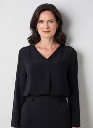 Blouse légère et transparente manches longues noir BARBARA LEBEK femme