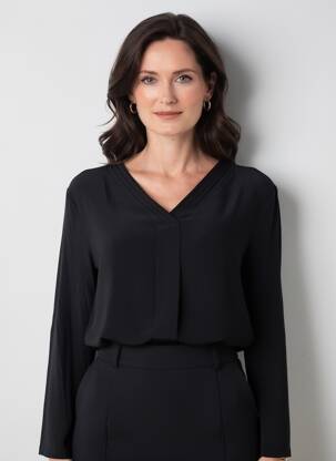 Blouse légère et transparente manches longues noir BARBARA LEBEK femme