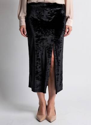Jupe longue coupe droite noir BIZANCE femme