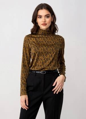 Sous-pull stretch manches longues marron BIZANCE femme