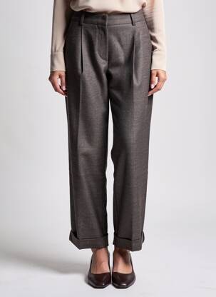 Pantalon droit taille à pinces taille normale gris BIZANCE femme