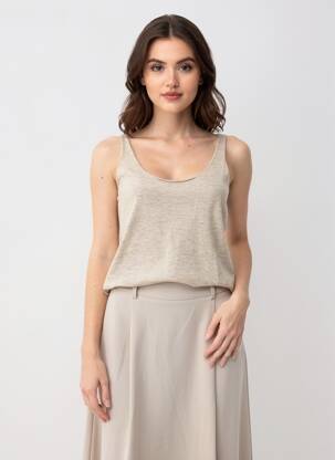 Top stretch sans manche beige LOVELY SUD femme