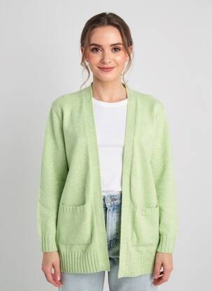 Gilet manches longues col châle vert STREET ONE femme