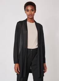 Gilet manches longues col châle noir STREET ONE femme