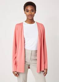 Gilet manches longues col châle rose CECIL femme