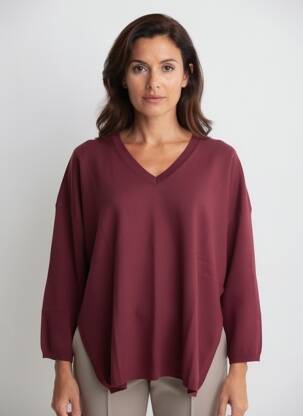 Pull coupe droite manches longues rouge CHATTAWAK femme