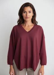 Pull coupe droite manches longues rouge CHATTAWAK femme