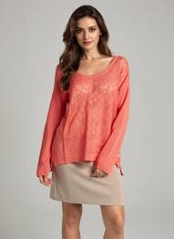 Pull coupe droite manches longues rouge SCHOOL RAG femme