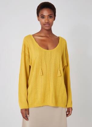 Top stretch manches longues jaune KANOPE femme