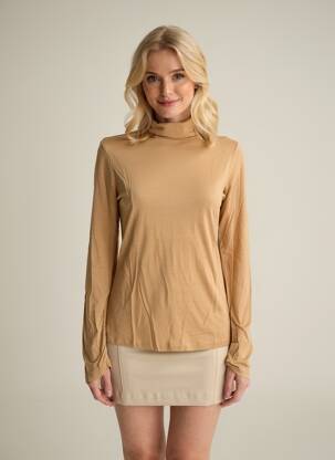 Pull col roulé coupe cintrée manches longues beige KANOPE femme
