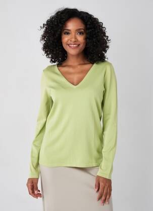 Pull coupe cintrée manches longues vert XANAKA femme