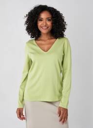 Pull coupe cintrée manches longues vert XANAKA femme