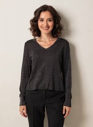 Pull coupe cintrée manches longues noir STREET ONE femme