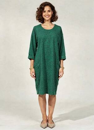 Robe mi-longue manches longues manches longues vert VOODOO femme