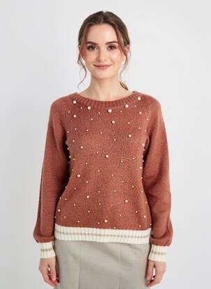 Pull stretch manches longues marron VOODOO femme