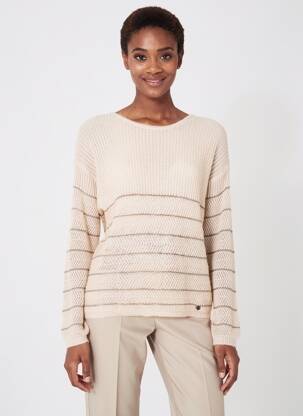 Pull coupe cintrée manches longues beige VOODOO femme