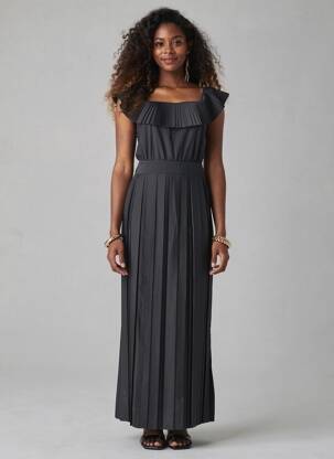Robe longue manches courtes manches courtes noir MILVA.MI femme