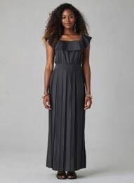 Robe longue manches courtes manches courtes noir MILVA.MI femme