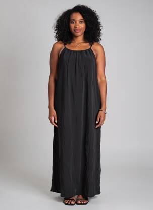 Robe longue tissage popeline sans manche noir MAX MARA femme