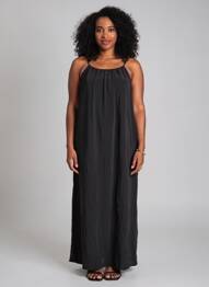 Robe longue tissage popeline sans manche noir MAX MARA femme