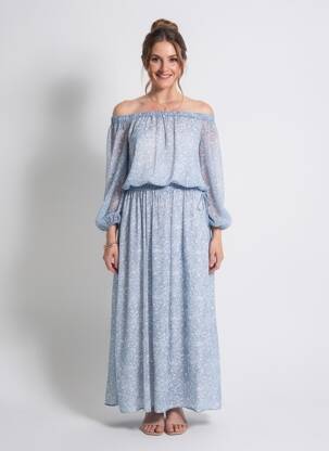 Robe longue manches longues manches longues bleu MAX MARA femme
