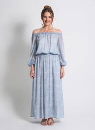 Robe longue manches longues manches longues bleu MAX MARA femme