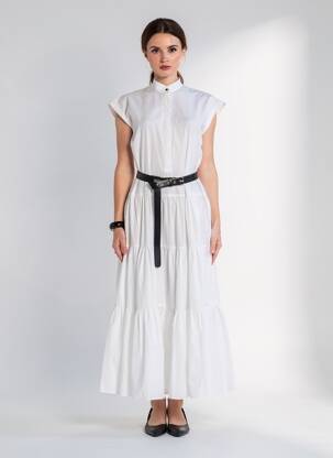 Robe longue manches courtes manches courtes blanc MAX MARA femme