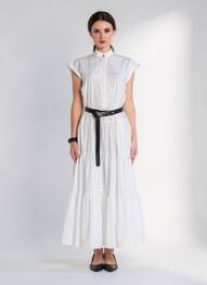 Robe longue manches courtes manches courtes blanc MAX MARA femme