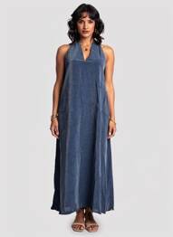 Robe longue sans manche sans manche bleu PENNYBLACK femme