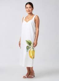 Robe mi-longue imprimé fantaisie sans manche blanc SPORTMAX femme