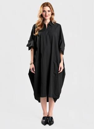 Robe mi-longue manches courtes manches courtes noir PIER ANTONIO GASPARI femme