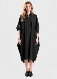 Robe mi-longue manches courtes manches courtes noir PIER ANTONIO GASPARI femme