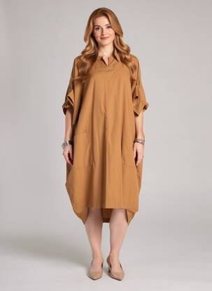 Robe mi-longue manches courtes manches courtes marron PIER ANTONIO GASPARI femme