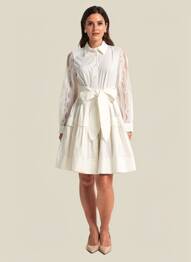 Robe mi-longue manches longues manches longues blanc MILVA.MI femme