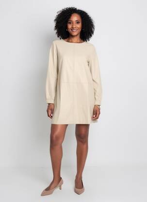 Robe courte manches longues manches longues beige MAX MARA femme