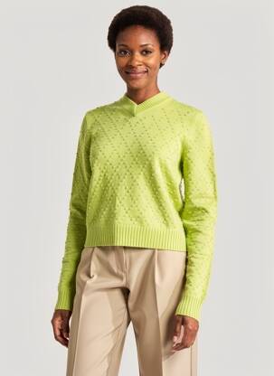 Pull col v manches longues vert SPORTMAX femme